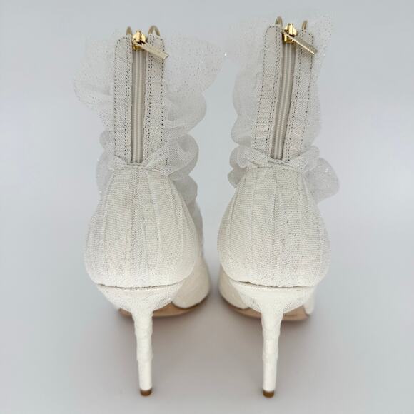 JIMMY CHOO Lavish 100 Glitter Satin Heels EU 38 US 7-8 Ivory White Bridal Pumps - Picture 6 of 9